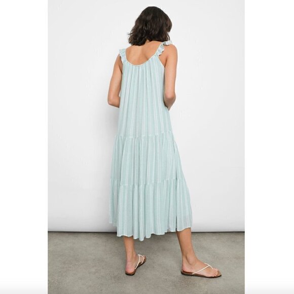 Rails Dress S NWT Juniper Mint Striped Capri Sleeveless Tiered Linen - Picture 2 of 8
